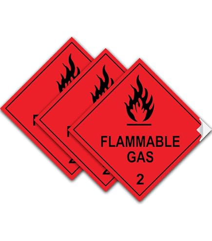 Adesivo Hazchem Diamond – Segnale Di Avvertimento Per Gas Infiammabile, 100x100 Mm, Autoadesivo, Conforme UK HSE 2009 - copertina