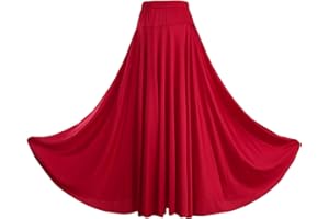 dPois Damen Tanzrock Lang Maxi Bauchtanz Flamenco Rock High Waist Swing Rock Bauchtanz Standard Tanz Performance Kostüm