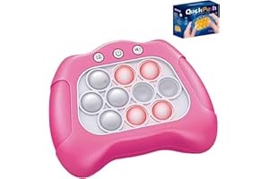 AIONLY Fast Push Pop Game Sensory Fidget Toys, Quick Light Up Popping Game, Handheld Game Machine For Ages 4-8, Christmas Stocking Filler Gift for Kids Boys Girls 4 5 6 7 8 Years Old(No battery) (Pink)