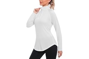 iClosam Camiseta Deporte Mujer de Manga Larga 1/4 Zip Camisetas Deportiva Mujer Ropa Fitness Corriendo Tops