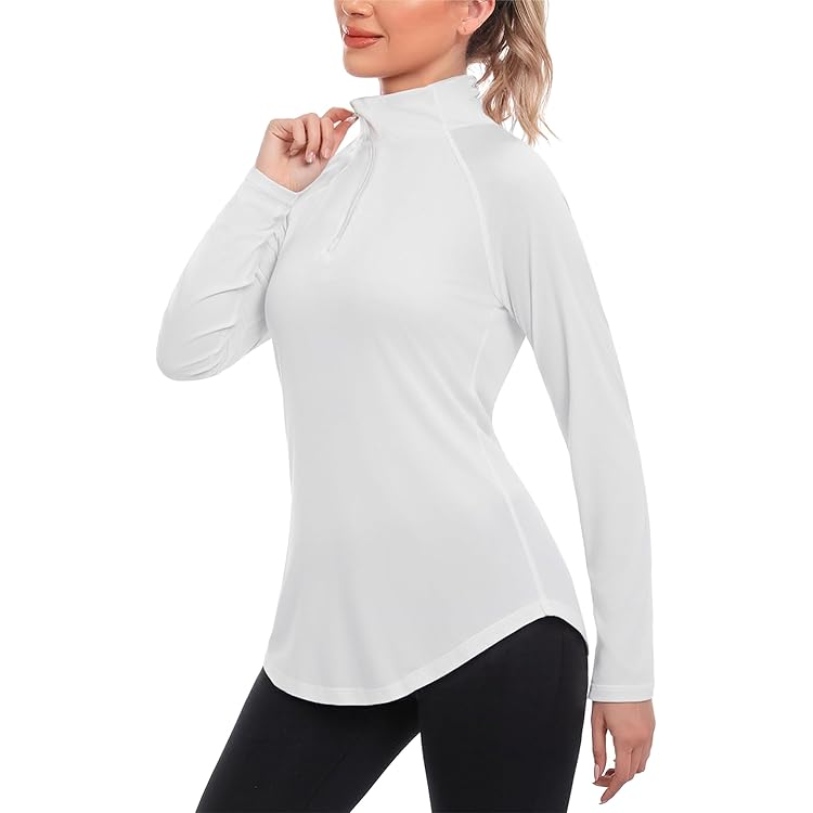 T-shirt Sport Femme Manches Longues Col V - Respirant, Séchage Rapide - Pour Running, Fitness, Yoga - Bandes Réfléchissantes
