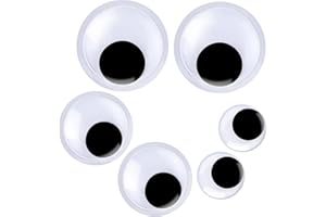 DIVINA VITAE 6 piezas de ojos saltones grandes autoadhesivos, 3 tamaños, ojos saltones grandes para manualidades, ojos de google eyes adhesivos de plástico negro blanco para decoración de Halloween y Navidad (2,
