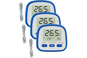 GELLVANN Digitales Kühl-Gefrier-Thermometer-mit-Magnet und Stander Einfache Anzeige Kühlschrank-Thermometer mit LED-Anzeige Hi Lo Temperatur-Alarm Raumthermometer mit größerem LCD-Display für die Küche (3)