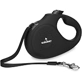 Retractable Dog Leash Extendable 5 Metres with Pause and Lock Button, M, Black