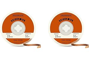 TOWOT Trecce e stoppini dissaldanti SW-2530 (2 pezzi - larghezza 2.5mm, lunghezza 3.0m).