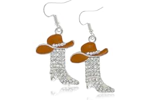 IMINI Cute Western Boots Cowgirl Cowboy Rhinestones Dangle Drop Earrings for Women Girls Dainty Boho Enamel Hat Boot Hypoallergenic Lightweight Dangling Fashion Y2K Jewelry Gift Party Christmas