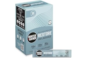 Hunter & Gather Restore Electrolytes Sachets x 30 I No Added Sugar or Artificial Sweeteners I 100% Natural Hydration I Optimal Mineral Ratio with Pink Himalayan Salt I Keto I with Natural Monk Fruit