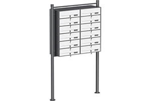 Wiltec Cassetta postale condominiale autoportante 12 posti antracite/bianco 945 x 270 x 1500 mm 2 moduli