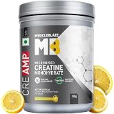MuscleBlaze Micronised Creatine Monohydrate CreAMP Powder, Citrus Blast (80 Servings, 320g) | Trustified Certified Creatine