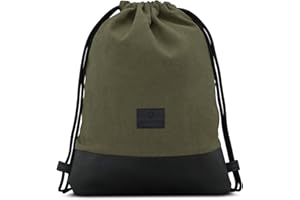 Johnny Urban Sac à Dos Cordon Coton - Luke - Sac de Gym avec Poche pour Homme et Femme - Sac à Cordonnet Premium à partir de Toile de Coton et Cuir Végétalien