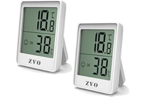 ZVO Igrometro Termometro Digitale, Mini Termoigrometro Ambiente Casa con Sensore di Misuratore, Monitor di Temperatura e Umidità Interno per Esterno Ambiente Ufficio Serra, 2 Pezzi(Bianco)