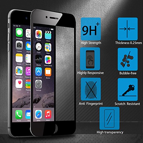 2-Unidades  Vidrio Templado iPhone 6 Plus 6s Plus Protector de Pantalla  Hi-Luck 0 33mm Premium 3D Tacto Cobertura Completa Bordes Curvados Cristal Templado para iPhone 6 Plus 6s Plus 5 5 pulgadas Negro 9H  PET  Bordes a Bordes 