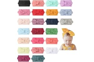 23 Piezas Diademas Bebe Niña Bautizo 1 año Lazo Nailon Bonfor, Elásticas Diademas y Cintas de Pelo para Niña 3 meses - 3 años, Vendas Banda de Cabeza de Bebés Recién Nacidos Niño (A)
