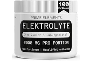 PRIME ELEMENTS Pure Electrolytes without Sugar, 100 Servings with 2000 mg each, Electrolyte Powder for Athletes with Liquid Loss, High Magnesium Content, Therefore Not 100% Soluble