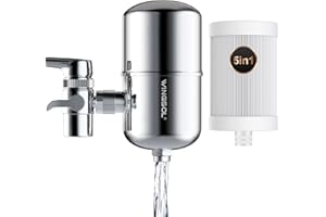 WINGSOL Faucet Filter Reduce Heavy Metals 99.6% Lead, Increase Water pH & Taste NSF/ANSI 42&53, 304 Stainless-Steel 220-Gallon 0.1µm Remineralize Water 5-in-1 Function Water Faucet Filter