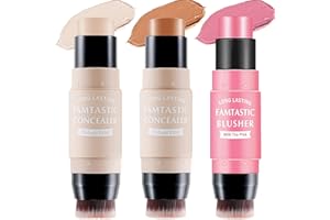 LUCKNEST Confezione da 3 matite per contorno Pennello, evidenziatore, penna bronzer, blush, tonalità del viso, matita highlight shade, stick modellante, impermeabile, trucco longwear