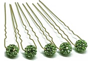 FLEXISTORE 5 Epingle à cheveux avec boule de strass - Accessoires cheveux mariage - d'or - Vert