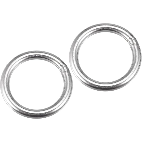 Anneaux Acier Inox 304 Sourcing Map - 2 Pièces 70mm Diamètre Externe - Épaisseur 5mm - Pour Suspension, Décoration
