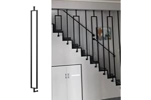 CHZDPP Staircase Balusters for Level and Slope Staircases, Customizable Stair Spindles Iron Black/White/Gold, Metal Balustrade Post for Prevent Falling(Black (1 pc),160cm/63in/5.2ft)