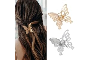 Runmi 2 fermagli per capelli a farfalla, in metallo, antiscivolo, con perle, accessori per capelli per donne e ragazze