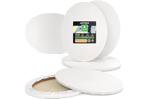 Arteza Set di Tela per Dipingere Ovale, 30.5 x 40.6 cm, 6 pezzi, 100% Cotone, Tese un un Solido Telaio in Legno.