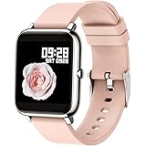 Popglory Smartwatch Uomo Donna, Notifiche WhatsApp e Chiamate,Contapassi SpO2 Pressione Sanguigna Cardiofrequenzimetro,Orolog