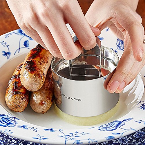 Andrew James – 4-Teiliges Speisering-Set Mit Stampfer – Dessertringe – Vorspeiseringe – Lebensmittelpräsentation – Aus hochwertigem Edelstahl - 4