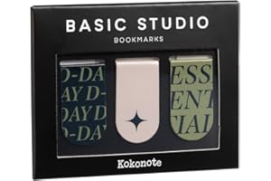 Kokonote Segnalibri magnetici set da 3 pezzi Basic Studio verde, tape e nero segnalibro magnetico – libro accessori