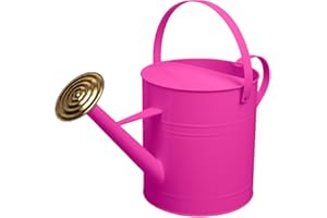 CrazyGadget® Garden Plant Flower Colour Galvanised Metal Steel Watering Can 9L 9 Litre / 2 Gallon with Brass Rose (Pink)