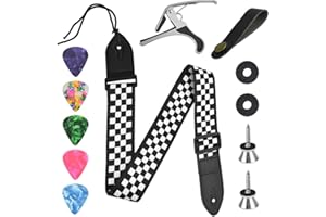 DIKEBAO Guitar Strap Cotton Guitar Strap Adjustable Guitar Strap 80-137 cm Guitar Strap + Guitar Collar + 2 Guitar Strap Pin + Capo + 5 Guitar Picks for Electric Guitar Western Guitar Bass