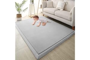 Xpnit Große Baby-Krabbelmatte, Korallen-Samt-Teppich, rutschfest, dick, Baby-Spielmatte für Säuglinge, Kleinkinder, Kinderzimmer, Arbeitszimmer, Teppich (180 x 200 x 2 cm, grau)