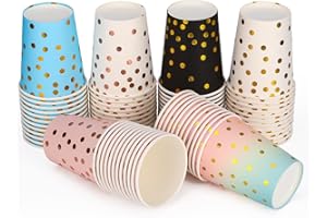 JOSPL 72 Stück Pappbecher, 250ML Mehrfarbig Papierbecher Kompostierbare Einweg Becher,für Heißen und Kalten Getränken,Hochzeit,Kinder DIY, Partybedarf, Kaffee, Halloween,Weihnachten