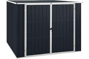 Tidyard Ger?tehaus ohne Boden Doppeltür Schr?gdach Ger?teschuppen Schuppen Gartenhaus Gartenschuppen Anthrazit 195x198x159cm Verzinkter Stahl