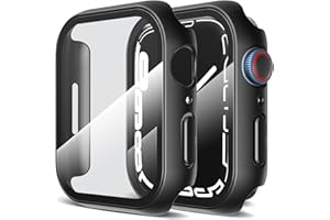 LK [2 Stück Schutzhülle Kompatibel mit Apple Watch Series 9/8/7, 45 mm Displayschutzfolie, [9H Härte] [ HD Klar ] Voller Schutz,Kratzfestes Hard PC Protector Cover für iWatch 9/7/8 45 mm - Schwarz