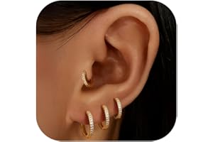 LOLIAS 4 Paires Petites Créole Boucles D'oreilles Plaqué Or 14K Mini Creole pour Femmes Boucles d'oreilles CZ Hypoallergénique Cartilage Petites Boucles D'oreilles Anneau Piercing 6mm 8mm 10mm 12mm