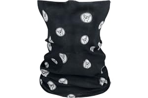 Metal-Kids Black Scarf / Multifunctional Scarf with Chip Fork / Metal Hand Print, Black, white print