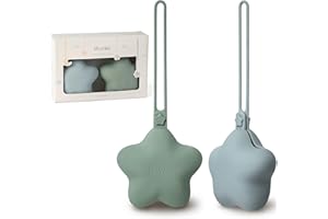 Moonkie Etui na smoczek, 2 sztuki, silikonowe pudełek na smoczek, pudełko do przechowywania smoczków, nie zawiera BPA, wodoszczelne pudełko na smoczek(Szary zielony/Perłowy błękit)