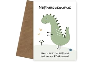 HEY CHIMP Nephew Birthday Card from Uncle or Auntie - Nephewasaurus Dinosaur Cards to Say Happy Bday, Nephew Birthday Card, Dinosaur