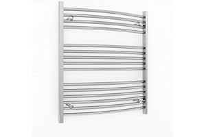 MYHOMEWARE 700mm Wide Chrome Heated Towel Rail Radiator Curved and Flat For Bathroom Designer UK (700mm x 800mm (h) Curved)