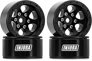 INJORA Jante Aluminium 1.0 Beadlock à Déport Négatif pour TRX4M Ascent18 SCX24 FCX24 1/24 1/18 RC Crawler