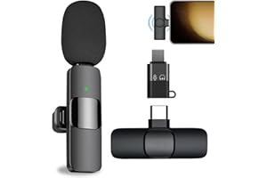 GBOKYN Microphone Cravate sans Fils, Micro Cravate sans Fil pour iPhone, Android et Ordinateur, 2,4 Ghz Wireless Micro pour Youtube/Facebook/TikTok/Live Stream, Vlog, Interview, Plug & Play