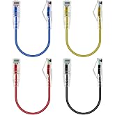 GeeekPi 4-Piece Cat6A Ethernet Patch Cable, 20cm, RJ45 Snagless Short Shielded Network Cable, 10Gbps, 500MHz, 28AWG, Multicol