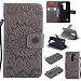 Produktbild Lonchee LG Spirit 4G LTE H440N C70 Leder Wallet Tasche Brieftasche Schutzhülle , Sonnenblumen geprägten Muster Design Hochwertige PU Leder Folio Tasche Case Hülle im Bookstyle mit Standfunktion Kredit Kartenfächer (grau)