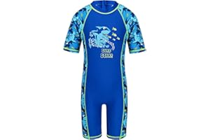 HUAANIUE Junge Kinder 1-Teiliger Badeanzug Anti-UV UPF 50+ Kinder Jungen Einteiliger Kurze Badebekleidung mit Reißverschluss 2-12 Jahre