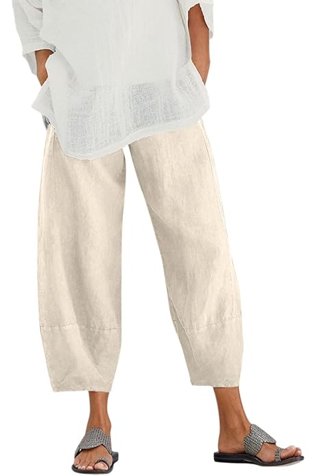 Pantaloni Donna Estate 2024 - Larghi, Comodi, Vita Alta In Tessuto Leggero Con Tasche - Ideali Per Casual E Spiaggia - Foto 10