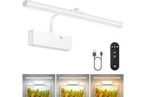 Lightbiz LED Picture Lighting Wireless, Battery Wall Light Indoor with Remote Control and Rechargeable, Dimmable & 3 Colour Temperatures, Lighting for Mirror, Desk, Painting, Photo (White)
