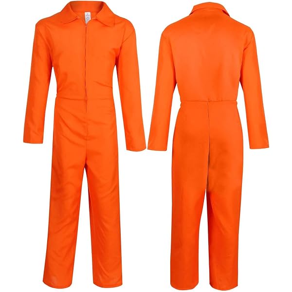 Yywsya Disfraz de prisionero para hombre, disfraz de prisionero naranja, traje de condenado, uniforme de prisión, divertido disfraz de Halloween criminal cosplay accesorios