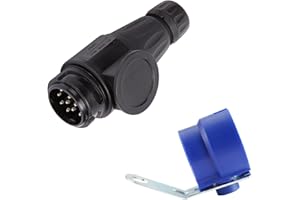 ETUKER 13-poliger Anhängerstecker mit Anhängersteckerhalter, 12V 13-poliger Anhängerkupplungs-Stecker, für LKW, Wohnmobil, Autos, Boot, Wohnwagen/Anhänger Zubehöradapter