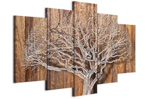 B&D XXL - Tableau Acoustique Nature 100x50 cm 5 Parties - Décoration Murale Anti-Bruit Isolation Phonique Bureau Chambre Panneau Insonorisant Impression sur Toile - Artistique b-C-0046-b-n