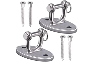 BENELABEL Besthouse 2 Piezas Capacidad 400Kg Ganchos de Techo, Anclaje de Techo con SUS304 Acero Inoxidable U-Tipo Gancho Fijo, 4 Tornillos para Madera Yoga, Hamacas, Sillón Colgante, Sacos de Boxeo